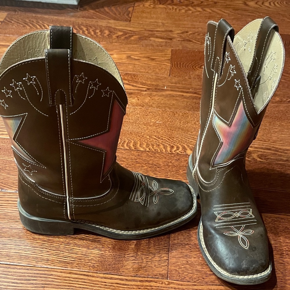 Brown Kids Cowboy Boots